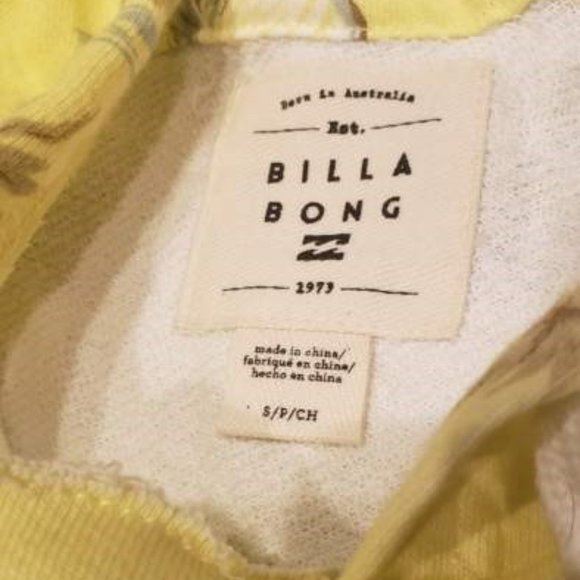 Billabong Surfline Yellow Tropical Floral Hoodie Sweatshirt - Picture 2 of 3